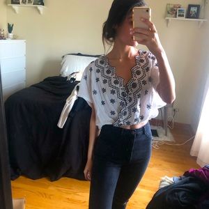 Zara embroidered surplice top